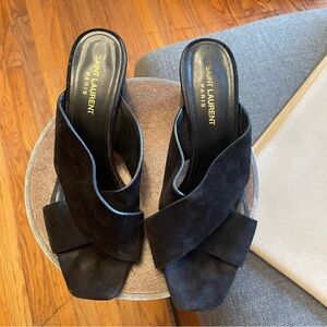 Saint Laurent Women's Black Suede Mules